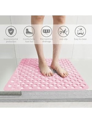 Assess Store Kaydırmaz Duşakabin Banyo ve Duş Paspası Kare Bubble 54 x 54 cm Pembe Renk SEA149P