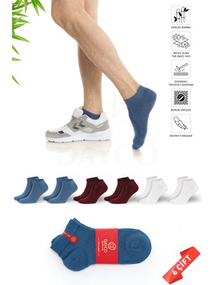 Dayco Premium Dikişsiz Erkek Bambu Patik Çorap 6'lı Asorti Set - 41-45 - 10500-BBM