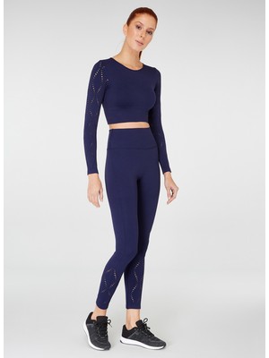 Jerf Naples Uzun Kol Crop Top Econyl Lacivert