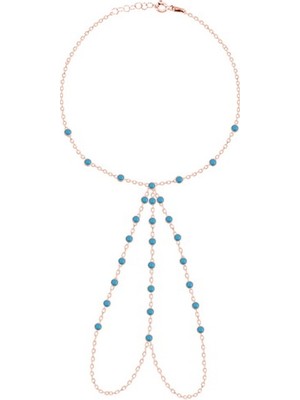 Emiliano Jewellery Turkuaz Zirkon Taşlı Rose Altın Kaplama Taşlı Gümüş Şahmeran