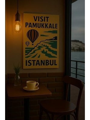 Peri Store Tablo (Mdf) Tek Parça Retro Tasarım (Vısıt Pamukkale & Istanbul) 20CM x 30CM