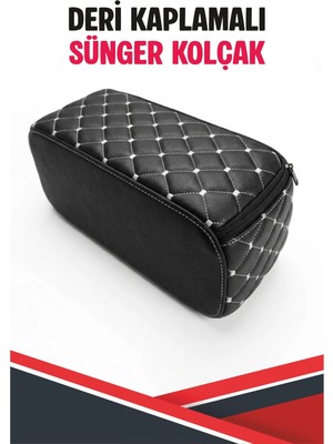 Rizq Hummer H3 Ile Uyumlu Sünger Kolçak Siyah Deri Beyaz Dikişli