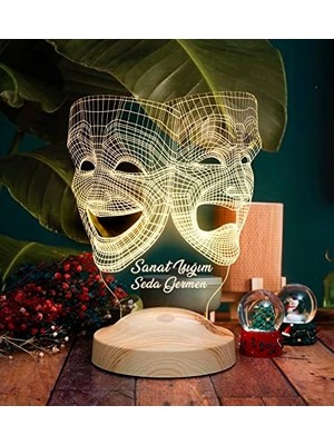 Peri Store 3 Boyutlu Maske, Tiyatro Sanatçısına Hediye Kişiye Özel LED Lamba