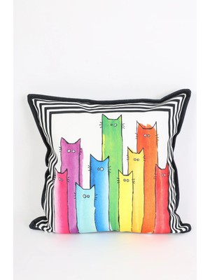 Ness Home Desenli Beyaz Süet Yastık /kırlent Kılıfı Fermuarlı 48X48 cm