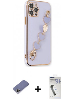 Marsilyan™- iPhone 12 Pro Kılıf Nova Işık Prime - Şeffaf Uv Polymer Nano Ekran Koruyucu + Metal Kamera Lens Koruma Cam - Gd