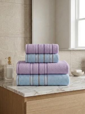 Asev Tekstil 90X150 & 50X90 cm Nevora Serisi 4’lü Banyo Havlu Seti – Hamam Seti