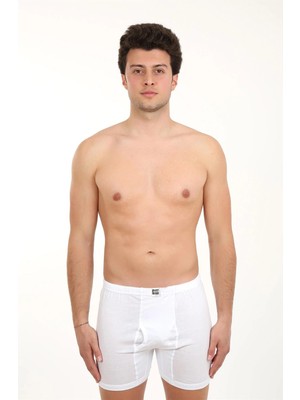 Erkek Paçalı Penye Boxer Beyaz Mery
