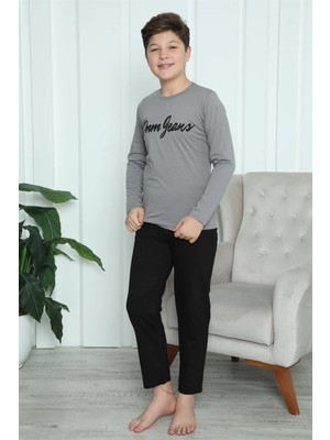 Erkek Çocuk Penye Pijama Takım Füme Mery