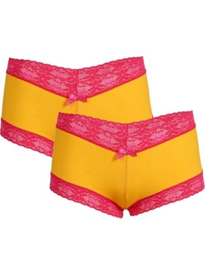 Kadın Pamuklu 2li Boxer Sarı Mery