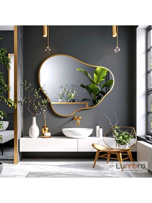 Lumora Mirror Design Nira Modern Gold Boyalı Mdf Çerçeveli Dekoratif Ayna
