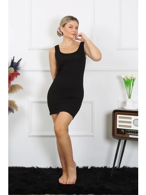 Bayan Kalın Askılı Tunik Body Siyah Mery