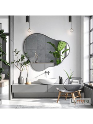 Lumora Mirror Design Nira Modern Antrasit Boyalı Mdf Çerçeveli Dekoratif Ayna