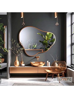 Lumora Mirror Design Nira Modern Bronz Boyalı Mdf Çerçeveli Dekoratif Ayna