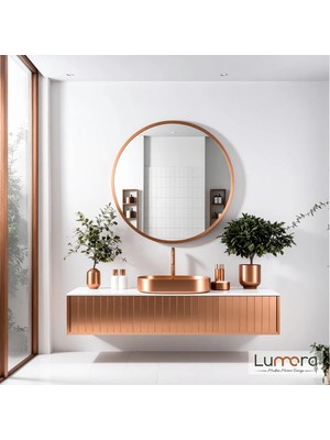 Lumora Mirror Design Swirl Modern Bronz Boyalı Mdf Çerçeveli Dekoratif Ayna
