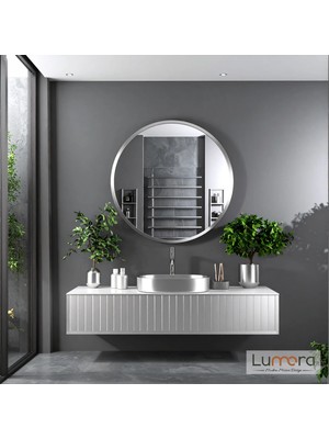 Lumora Mirror Design Swirl Modern Gümüş Boyalı Mdf Çerçeveli Dekoratif Ayna