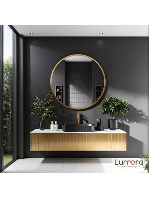Lumora Mirror Design Swirl Modern Gold Boyalı Mdf Çerçeveli Dekoratif Ayna