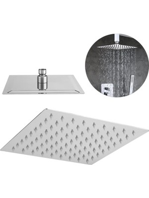 Assess Store 25X25 cm 304 Paslanmaz Çelik Tepe Duşu – Geniş Kare Duş Başlığı, Sabit Tepe Duş Başlığı, Handshower Uyumlu, Modern ve Dayanıklı Duş Sistemi Parçası (Kare)