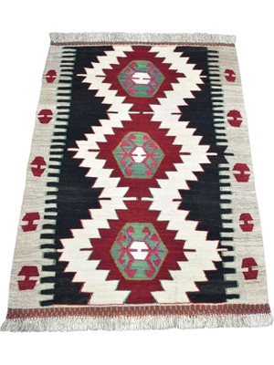 Zehra Abla Halı Yeni El Dokuması Geometrik Anamur Yörük Yün Kilim 7332