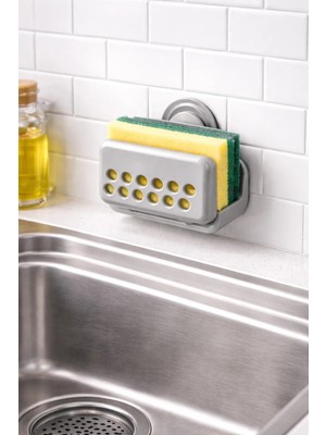 Special Action Güçlü Vantuzlu Süngerlik Lavabo Içi Yapışkan Delikli Mutfak Sünger Tutucu Organizer