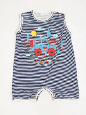 Luggi Baby Bisiklet Yaka Baskılı Erkek Bebek Tulum