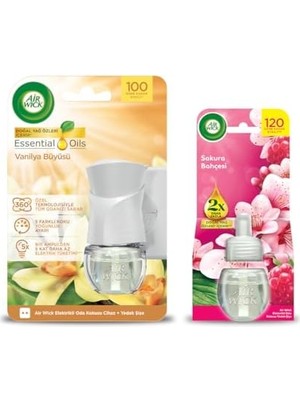 Peri Store Air Wick Elektrikli Oda Kokusu Vanilya Kit (Cihaz + Yedek Şişe) + Sakura Bahçesi Yedek Şişe