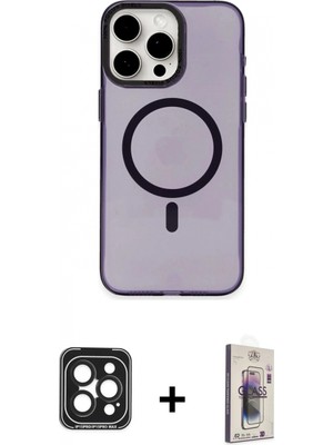 Marsilyan™- iPhone 15 Pro Max Kılıf Eksen Işık Prime - Siyah Bilvis 3D Cam Ekran Koruyucu + Pvd Metal Kamera Lens - Sh