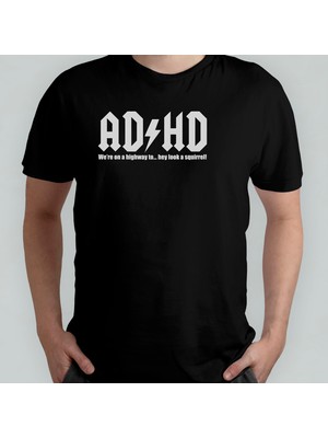 Pixxa Adhd Dehb Dikkat Eksikliği Acdc Unisex %100 Pamuklu Bisiklet Yaka T-Shirt