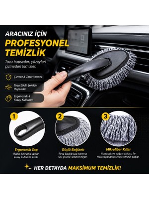 Pixue Araba Yıkama Temizleme Fırçası Toz Alma Çizmeyen Mikrofiber Toz Hapsetme Fırçası Püsküllü