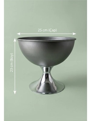 Solvo Gümüş Ayaklı Tas Vazo Boy:23 cm Çap: 26 cm