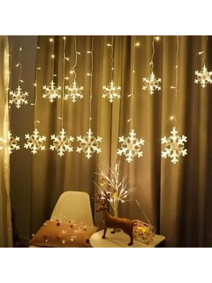 Nemere 3 Metre Saçaklı Kar Tanesi Perde LED