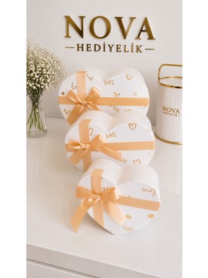 Nova 3’lü Kalp Hediye Kutusu Seti – Şık Kurdeleli Dekoratif Love Box | Sevgiliye & Özel Gün Hediyesi