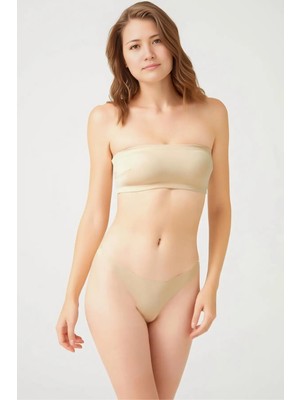 Homay Kısa Straplez Likralı Crop Top Büstiyer - Tek Parça