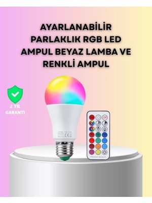 Nemere Ithalat Kumanda Destekli Çok Renkli Akıllı LED Ampul