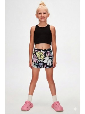 Lovetti Cutouts Leaf Kız Çocuk Cepli Desenli Şort