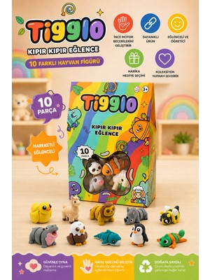 By Kidchen Tigglo 10’lu Sürpriz Mini Hayvan Figür Seti – Renkli Oyuncak | Hareketli, Koleksiyonluk Figürler