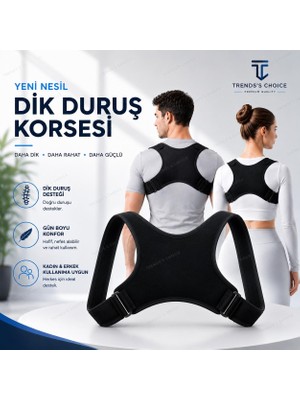Trends's Choice Dik Duruş Korsesi Postür Düzeltici Ortopedik Omuz Sırt Destekleyici Unisex Korse
