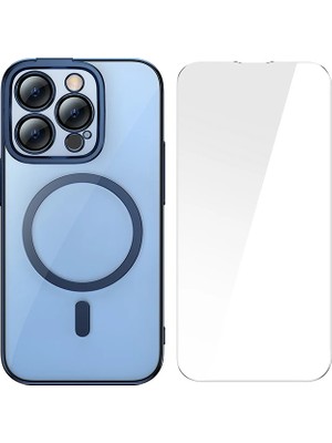 TKÇ Baseus Glitter iPhone 14 Pro 6.1 Magsafe Silikon Kılıf + Tempered Ekran Koruyucu SET-(5775)