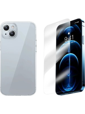 TKÇ Baseus iPhone 15 Corning Serisi Silikon Kılıf + Tempered Ekran Koruyucu SET-(5775)