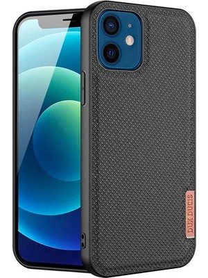 TKÇ Dux Ducis Fino Serisi iPhone 12 -12 Pro 6.1inç Kılıf Premium Dokuma Silikon KILIF-(5775)