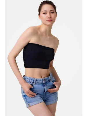 Homay Straplez Seamless Fitilli Likralı Crop Top Büstiyer