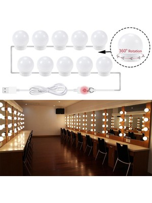 Trendpoint 10LEDLI Usbli Makyaj Aynası Lambası Banyo Ciltbakım Dekorasyon Aydınlatma Hollywood Tarz