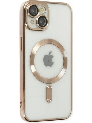 TKÇ Ally iPhone 14 6.1inç Renkli Kenar Lazer Çerçeveli Magsafe Uyumlu Silikon KILIF-(5775)