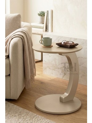 T&H C Sehpa Yuvarlak, Boyalı C Sehpa, %100 Mdf C Sehpa, Tekerlekli C Sehpa