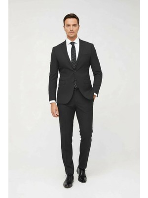 İGS Erkek Füme Slim Fit Dar Kalıp Klasik Takım Elbise