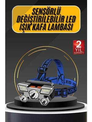 TKÇ Kafa Lambası 800 Lümen 4 Mod Yüksek Işık Flaşörlü Şarjlı LED Lamba