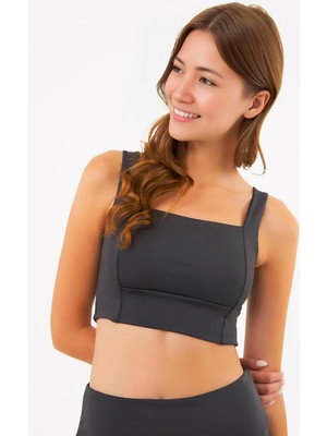 Homay Kalın Askılı Kare Yaka Crop Top Büstiyer - Tek Parça