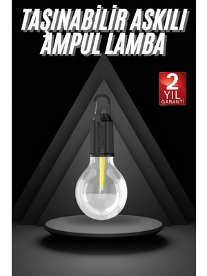 TKÇ 3 Farklı Mod Led'li Şarjlı Asma Kancalı Kamp Lambası Taşınabilir Ampul