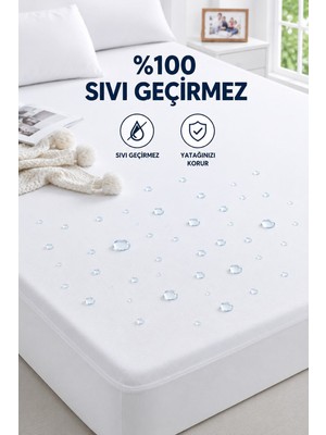 Hby Çift Kişilik Sıvı Geçirmez Alez Beyaz