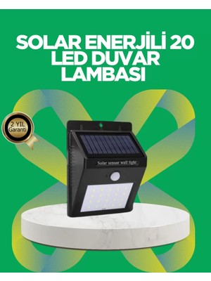 Nemere Ithalat Solar Enerjili 20 LED Hareket Sensörlü Duvar Lambası
