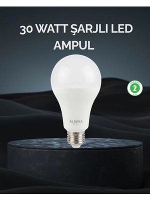 Nemere Ithalat Şarjlı LED Ampul 30 Watt Soğuk Beyaz